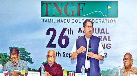 N Srinivasan, president, TNGF, at the AGM