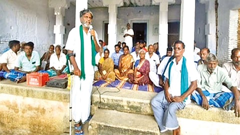 Farmers at an indefinite hunger strike in Tiruvaiyaru on Wednesday
