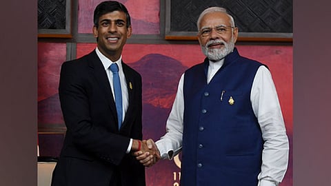 Prime Minister Narendra Modi with UK counterpart Rishi Sunak