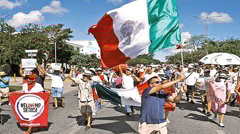 Mexicans took to the streets in demonstrations against AMLO?s efforts to gut the National Electoral Institute, known by its Spanish acronym, INE