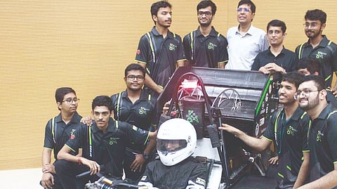 IIT students with the electric formula car