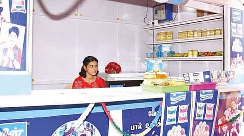 Reformed Maoist Sandhya at her new Aavin parlour set up by district administration
