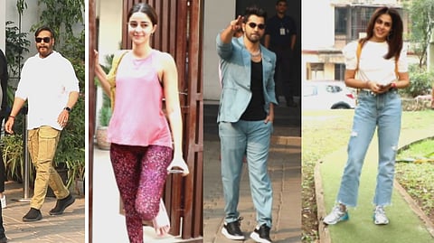 (L)Ajay Devgn; Ananya Panday; Varun Dhawan; Genelia D?souza(R)