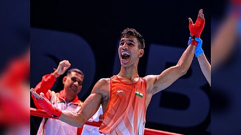 Ashish reacts after winning his match