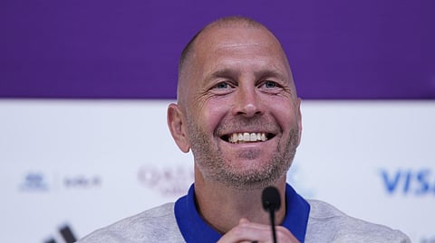 Head coach Gregg Berhalter of the United States attends a press conference on the eve of the group B World Cup soccer match between United States and Wales, at Ahmad bin Ali Stadium, in Doha