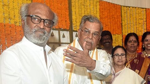 (L) Rajinikanth, L. Ganeshan and Mamata Banerjee