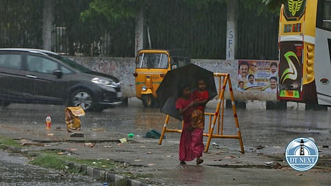 Visuals of rain spells in Chennai on Friday