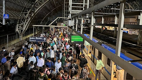 Passengers stranded at Koyambedu Metro station.