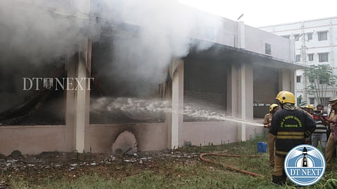 Fire and rescue personnel at Madras Medical College
