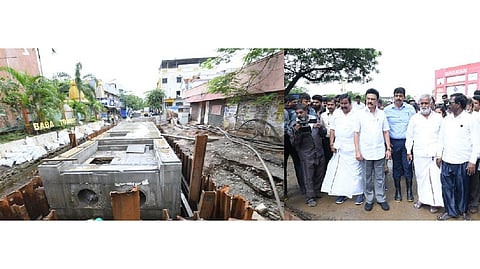 CM Stalin inspects a rain-affected area in Chennai