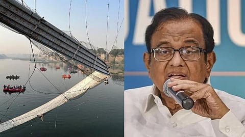 Visual from the incident (left) P Chidambaram (right)