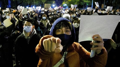 Protestors against the Zero-Covid policy