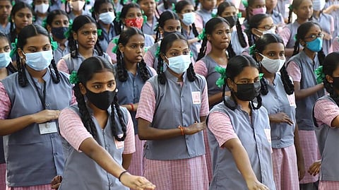 Students at school assembly