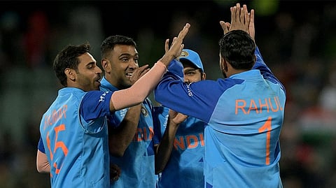 Indian players celebrating the victory.