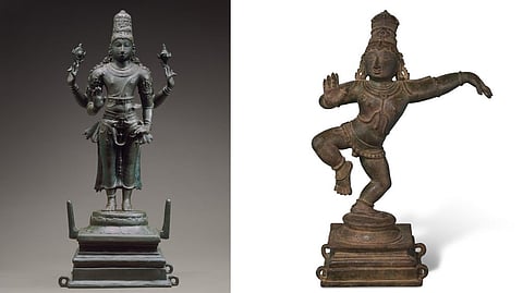 The two antique idols belonged to the ancient Sri Venugopala Swamy temple and Sri Viswanatha Swamy temple, Alathur, Thiruvarur district, respectively.