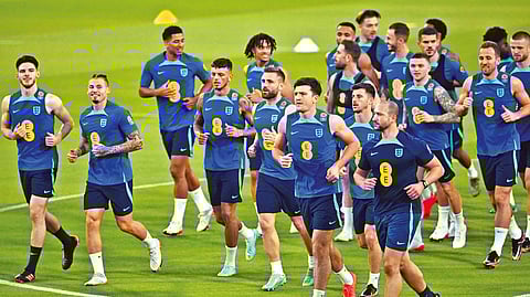 England players train in Doha