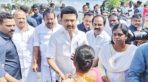 Chief Minister MK Stalin visited flood affected areas and distributed relief materials.