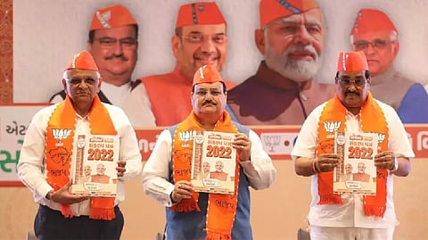 The manifesto was released at the state BJP headquarters by party president J P Nadda in the presence of Gujarat Chief Minister Bhupendra Patel and state unit chief C R Paatil.