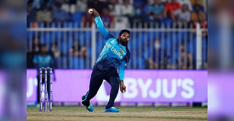 Sri Lanka's Wanindu Hasaranga de Silva in action