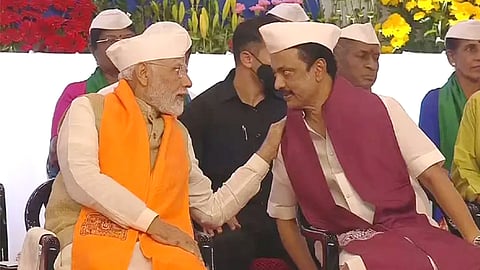 Prime Minister Narendra Modi & Chief Minister MK Stalin during the convocation ceremony of Gandhigram Rural Institute