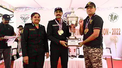 Superintendent of Police, Salem, Sree Abhinav won the champion of champions medal in the shooting competition for police officers.