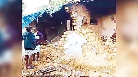 The house that was damaged by the wild elephant