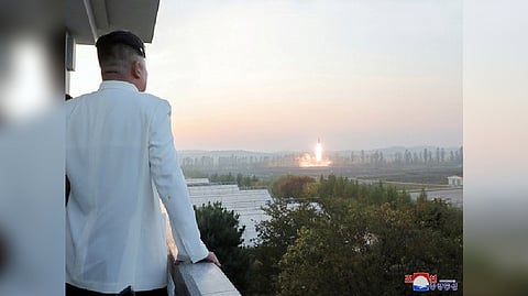 North Korea's leader Kim Jong Un oversees a missile launch in North Korea earlier this month