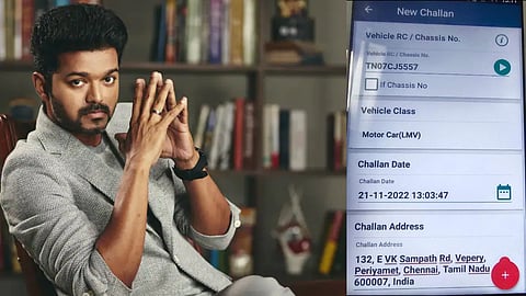 Vijay has been fined Rs 500 under the Motor Vehicle Act