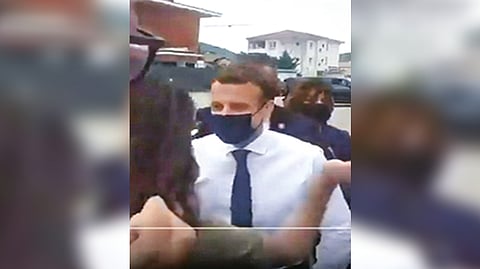 Civilian slapping French President Emmanuel Macron