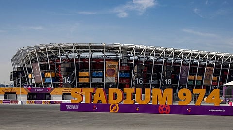 General view outside the stadium ahead of the FIFA World Cup Qatar 2022.