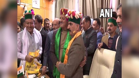 Sukhwindar Singh Sukhu taking charge of the secretariat.