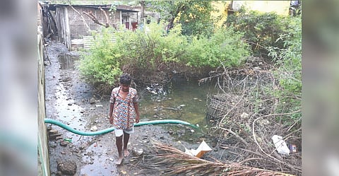 Stagnated rain water mixed with sewage on several streets in neighbourhood