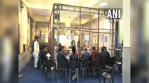 Visuals from the counting centre at Mangolpuri ITI