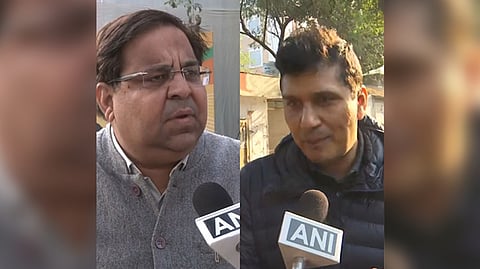 BJP leader Harish Khurrana and AAP leader Saurabh Bharadwaj