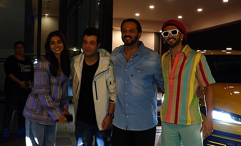 Pooja Hegde, Varun Sharma, Rohit Shetty and  Ranveer Singh