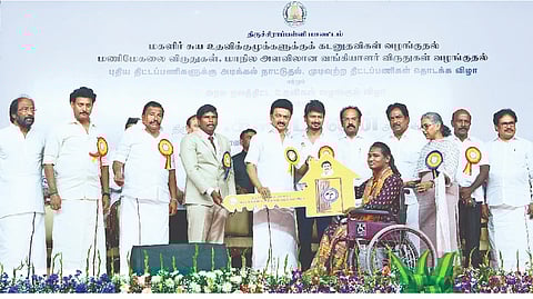 Chief Minister Stalin participating in a function to distribute welfare aid