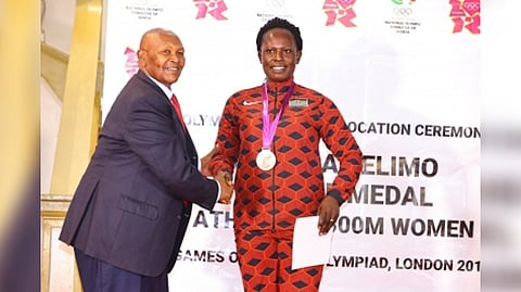 Pamela Jelimo of Kenya received her bronze medal from the London 2012 Games at a special ceremony
