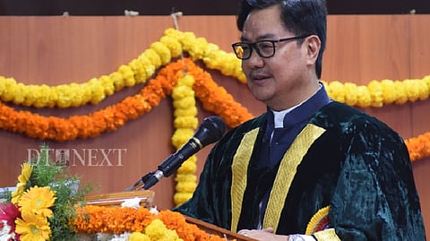 Kiren Rijiju delivering the address at the convocation ceremony