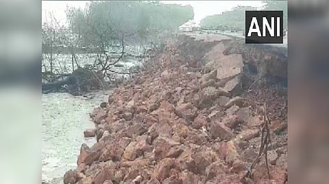 Damaged Uppada beach road in Andhra Pradesh's Kakinada district