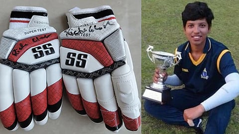 Pair of gloves signed by Richa Ghosh