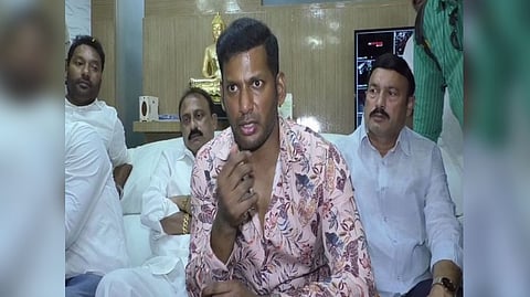 Actor Vishal during a media interaction.