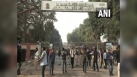 Outside the Rohini Hospital where Aaftab was taken for a narco test