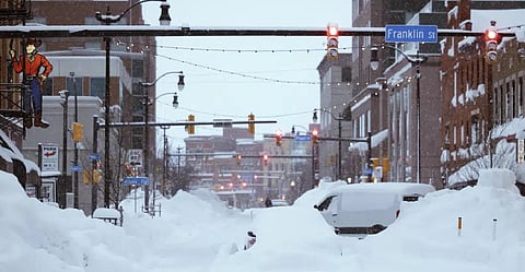 Snow from this weekends blizzard covers downtown Buffalo