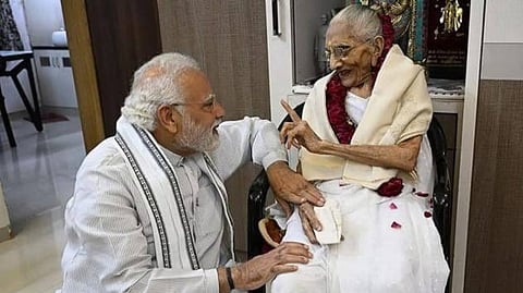 ?PM Narendra Modi with his mother Heeraben.