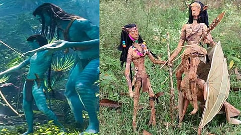 A still from 'Avatar' and the figurine made by Puducherry students