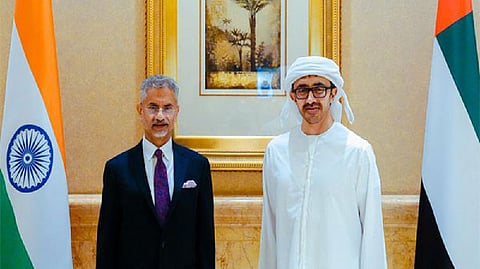EAM S Jaishankar with his UAE counterpart Sheikh Abdullah bin Zayed Al Nahyan
