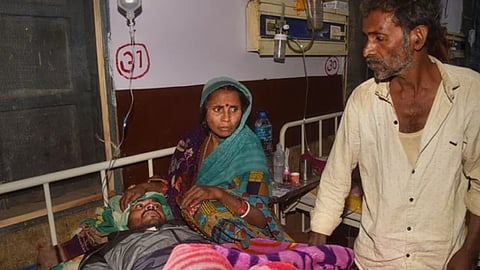 A victim of Saran hooch tragedy being treated in Patna Medical College and Hospital (PMCH), in Patna on Thursday
