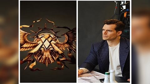 Warhammer logo and Henry Cavill