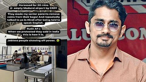 The Instagram Story post; Actor Siddharth