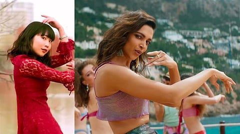 Screengrab of Japanese women dancing; Deepika Padukone in 'Paathan'